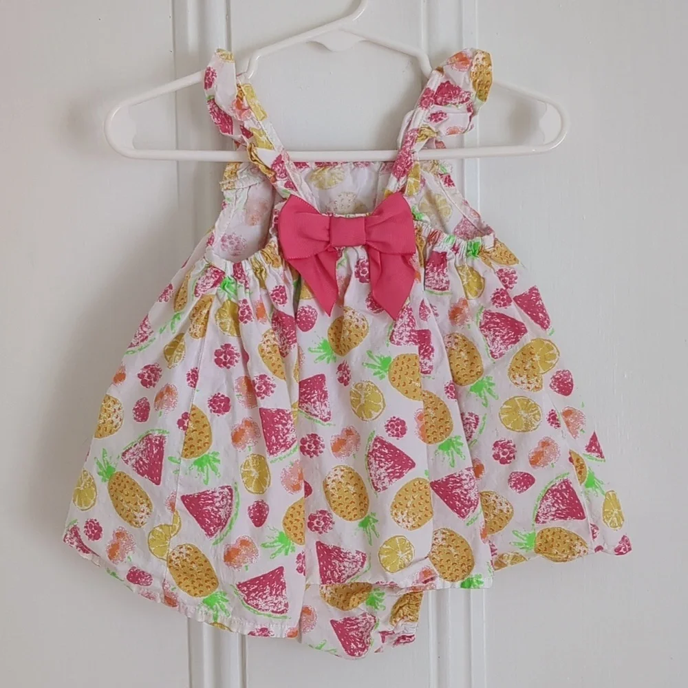 3-6M Jillian's Closet Fruit Snap Bottom Ruffle Dress Bubble One Piece Baby